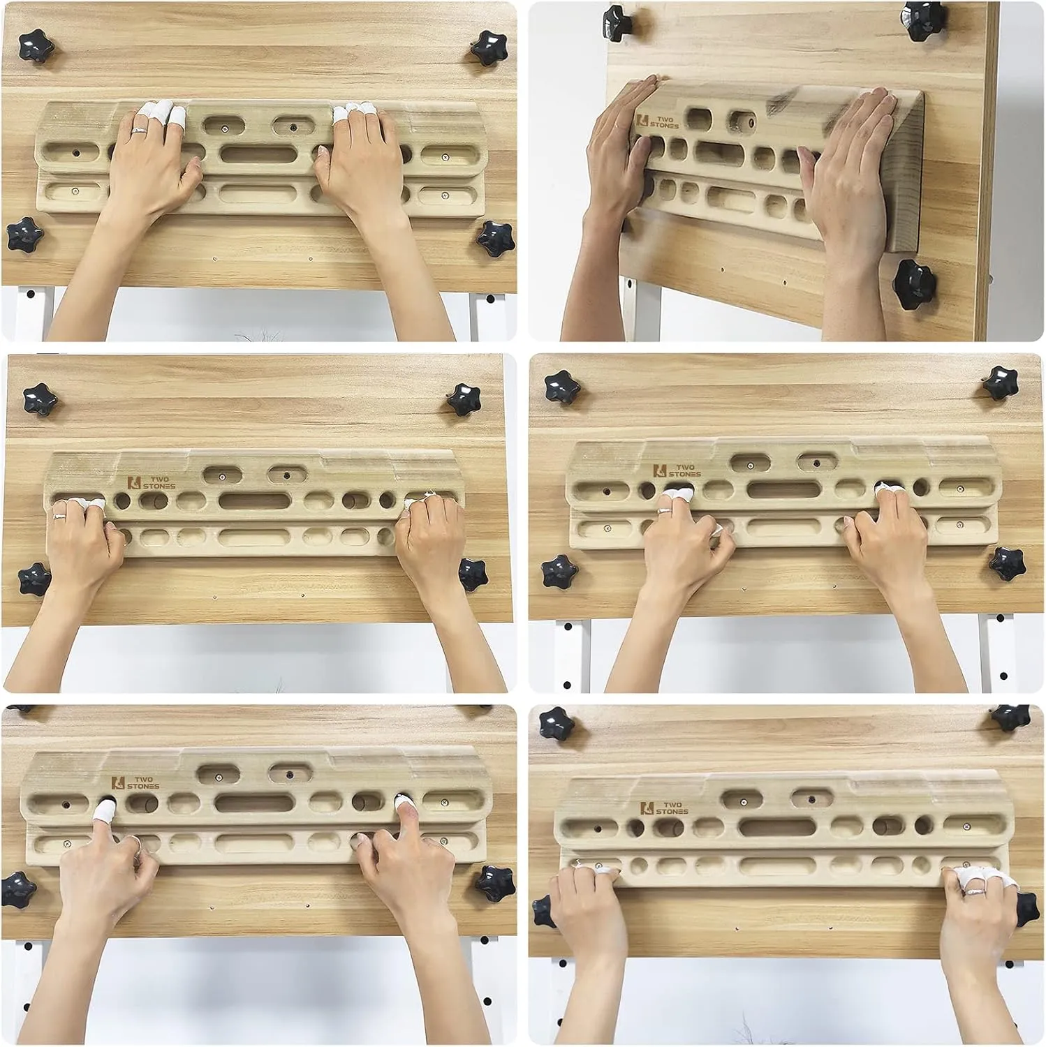 TWO STONES Climbing Hangboard Rock Climbing Training as Climbing Fingerboard with Jugs, Slopes and Edges, Pockets as Door Mounted Training Station Rock Climbing Pull Up Bar