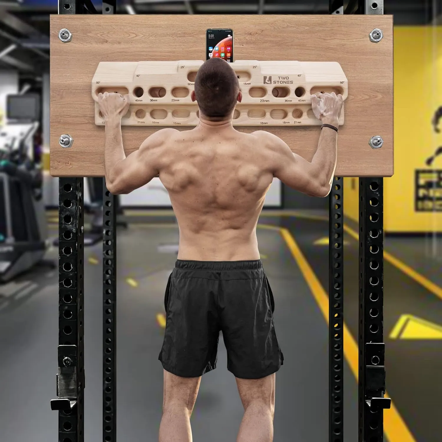 TWO STONES Rock Climbing Fingerboard Door Mounted Training Station as Rock Climbing Hangboard Climbing Pull Up Bar, Rock Climbing Board for Hanging Practice and Finger Strength Training