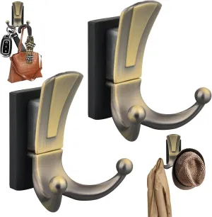 ULIBERMAGNET Magnetic Coat Hooks,Retro Heavy Duty Magnet Double Hooks for Metal Door,Cruise, Grill, Fridge, Kitchen, RVS,Coat Hanger Rack Decorative for for Towel,Coat,Bag,Umbrella