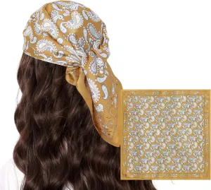 VANLINKER Paisley Satin Head Scarf for Women Men Versatile Silk-Like Hair Scarf Vintage Bandana Large Square Scarves 27.5"