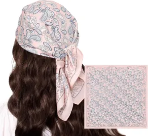 VANLINKER Paisley Satin Head Scarf for Women Men Versatile Silk-Like Hair Scarf Vintage Bandana Large Square Scarves 27.5"