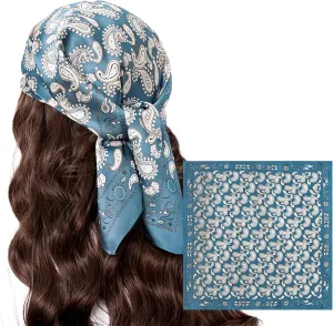 VANLINKER Paisley Satin Head Scarf for Women Men Versatile Silk-Like Hair Scarf Vintage Bandana Large Square Scarves 27.5"