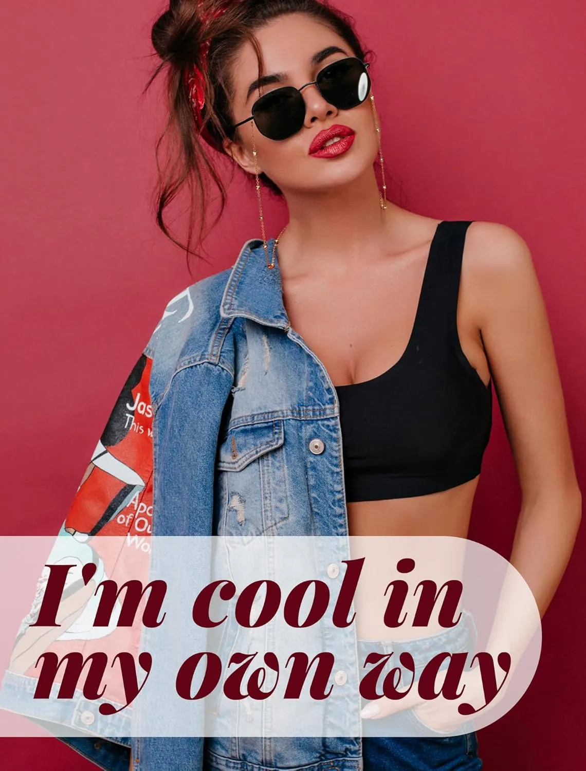 Veda Tinda Vision Sunglasses for Women Trendy Retro 70s 90s Womens Oval and Square Shades UV400 Protection with Glasses Chain