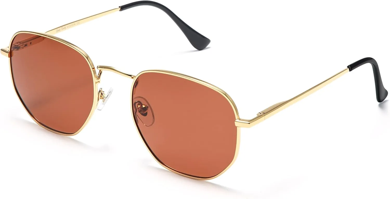 Veda Tinda Vision Sunglasses for Women Trendy Retro 70s 90s Womens Oval and Square Shades UV400 Protection with Glasses Chain