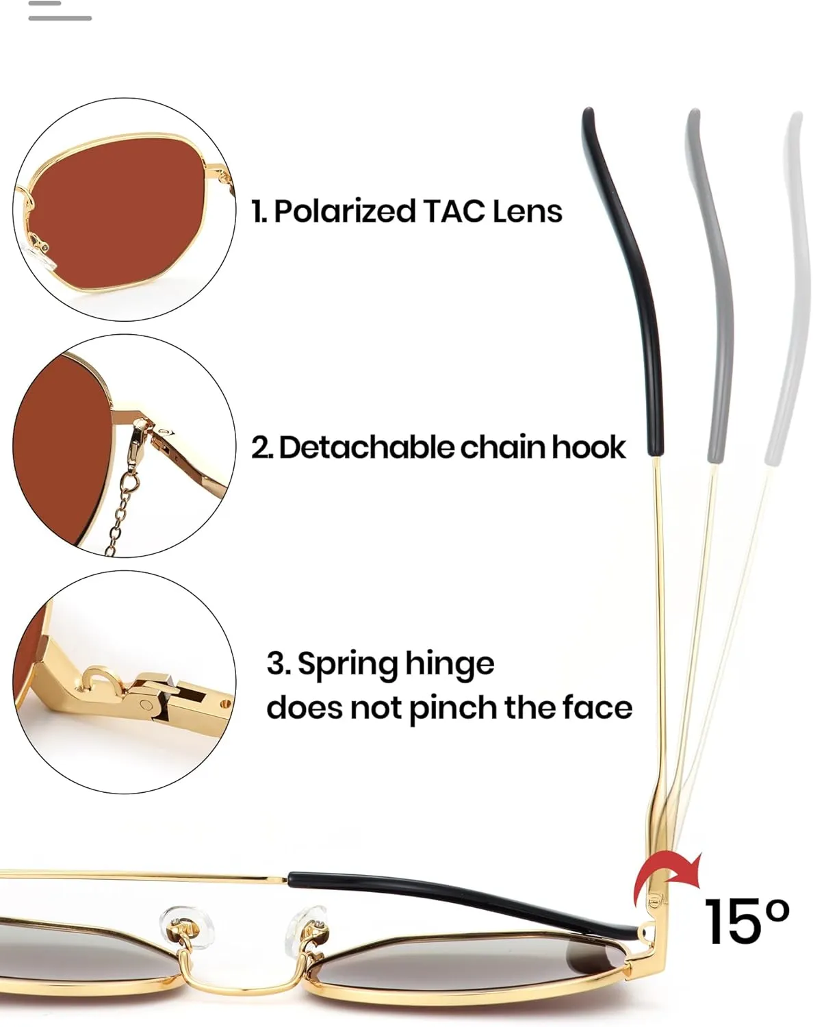 Veda Tinda Vision Sunglasses for Women Trendy Retro 70s 90s Womens Oval and Square Shades UV400 Protection with Glasses Chain