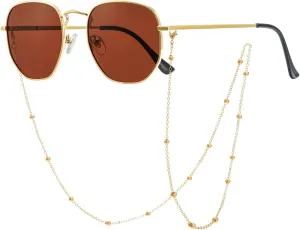 Veda Tinda Vision Sunglasses for Women Trendy Retro 70s 90s Womens Oval and Square Shades UV400 Protection with Glasses Chain
