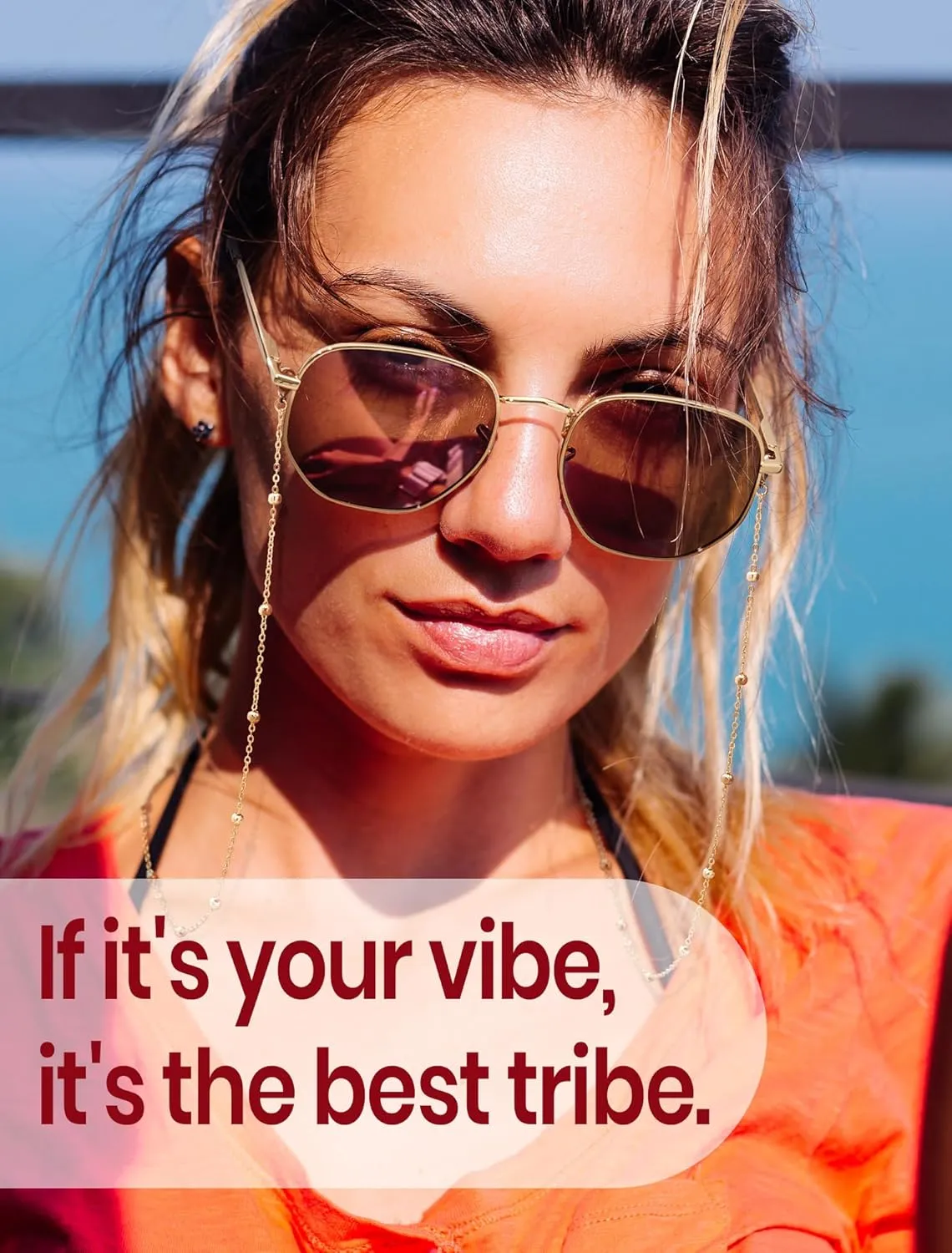 Veda Tinda Vision Sunglasses for Women Trendy Retro 70s 90s Womens Oval and Square Shades UV400 Protection with Glasses Chain