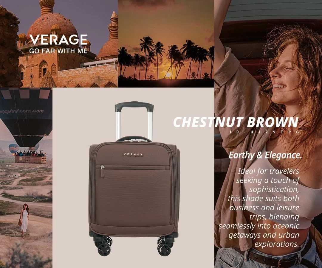 Verage Underseat Carry On Luggage with Wheels, 14.5-Inch Spinner Small Suitcase, Softside Lightweight Travel Bag for Men and Women, Airplane Carry On Bag, Chestnut Brown