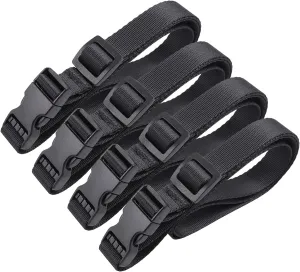 Vigorport Utility Straps with Quick Release Buckle, Nylon Backpack Accessory Sleeping Bag Strap, Adjustable for Hiking, Travel, Outdoor Sports-4 Pack (Black, 0.75" W-40 L)