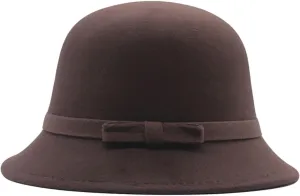 Vintage Classic Wool Felt Bucket Cloche Bowler Hats for Women Fall Winter Church Derby Hat Formal Elegant Cap