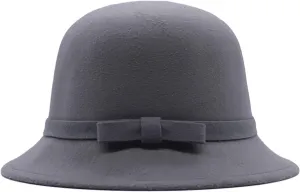 Vintage Classic Wool Felt Bucket Cloche Bowler Hats for Women Fall Winter Church Derby Hat Formal Elegant Cap