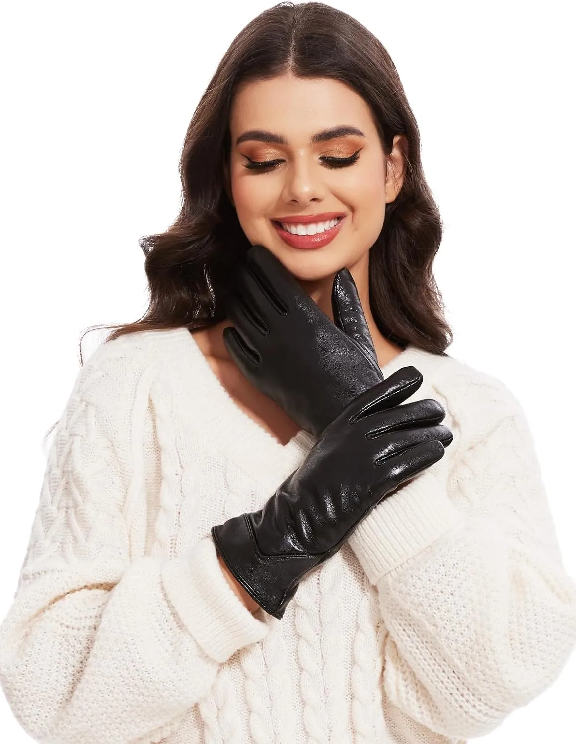 Vislivin Womens Leather Gloves Touch Screen Winter Glove Warm Driving Gloves