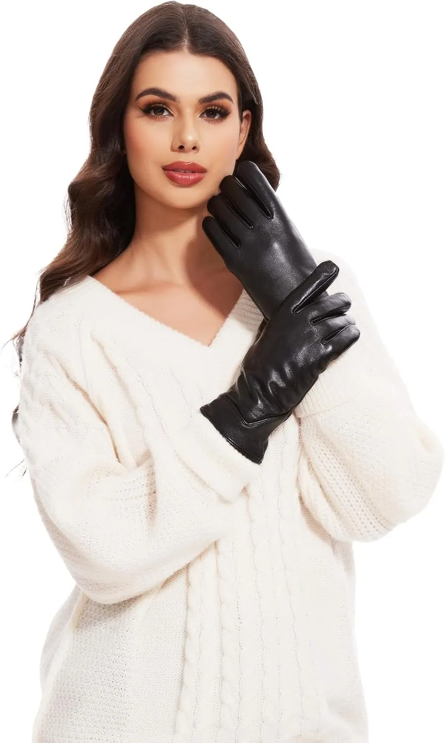 Vislivin Womens Leather Gloves Touch Screen Winter Glove Warm Driving Gloves