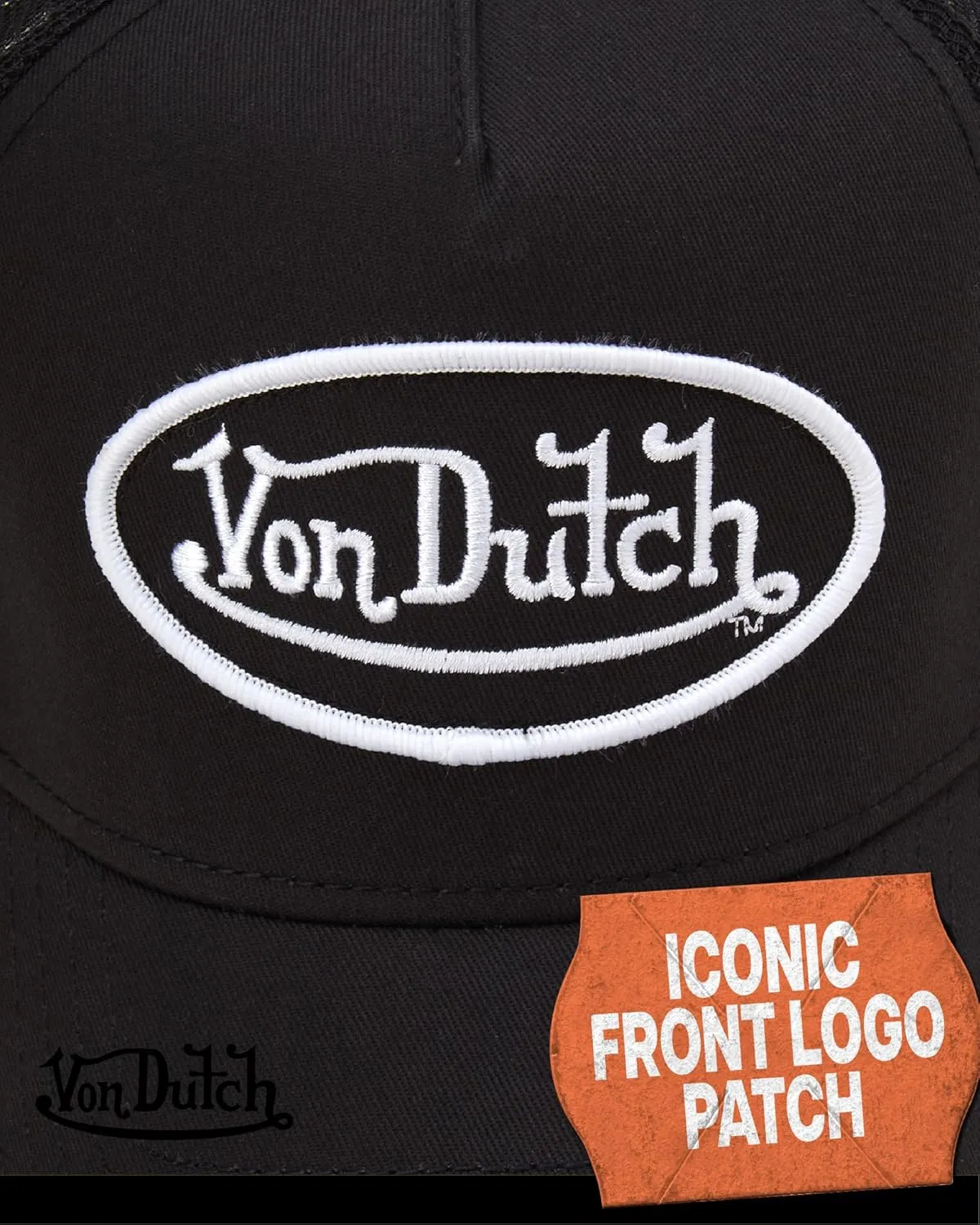 Von Dutch Unisex Trucker Hat - Curved Bill Mesh Back Retro Classic Adjustable Snapback Baseball Cap for Men and Women