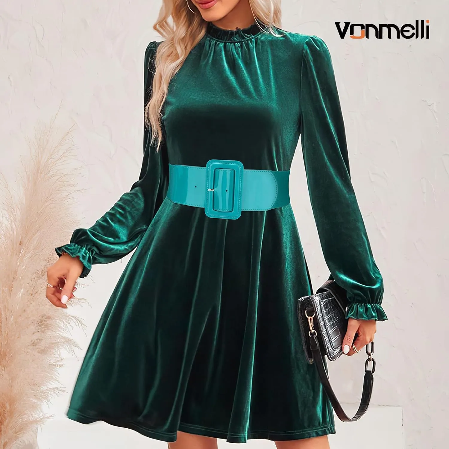 VONMELLI Stretchy Wide Women Belts Elastic Vintage Belts for Women Fashion Ladies Waist Belt for Dress