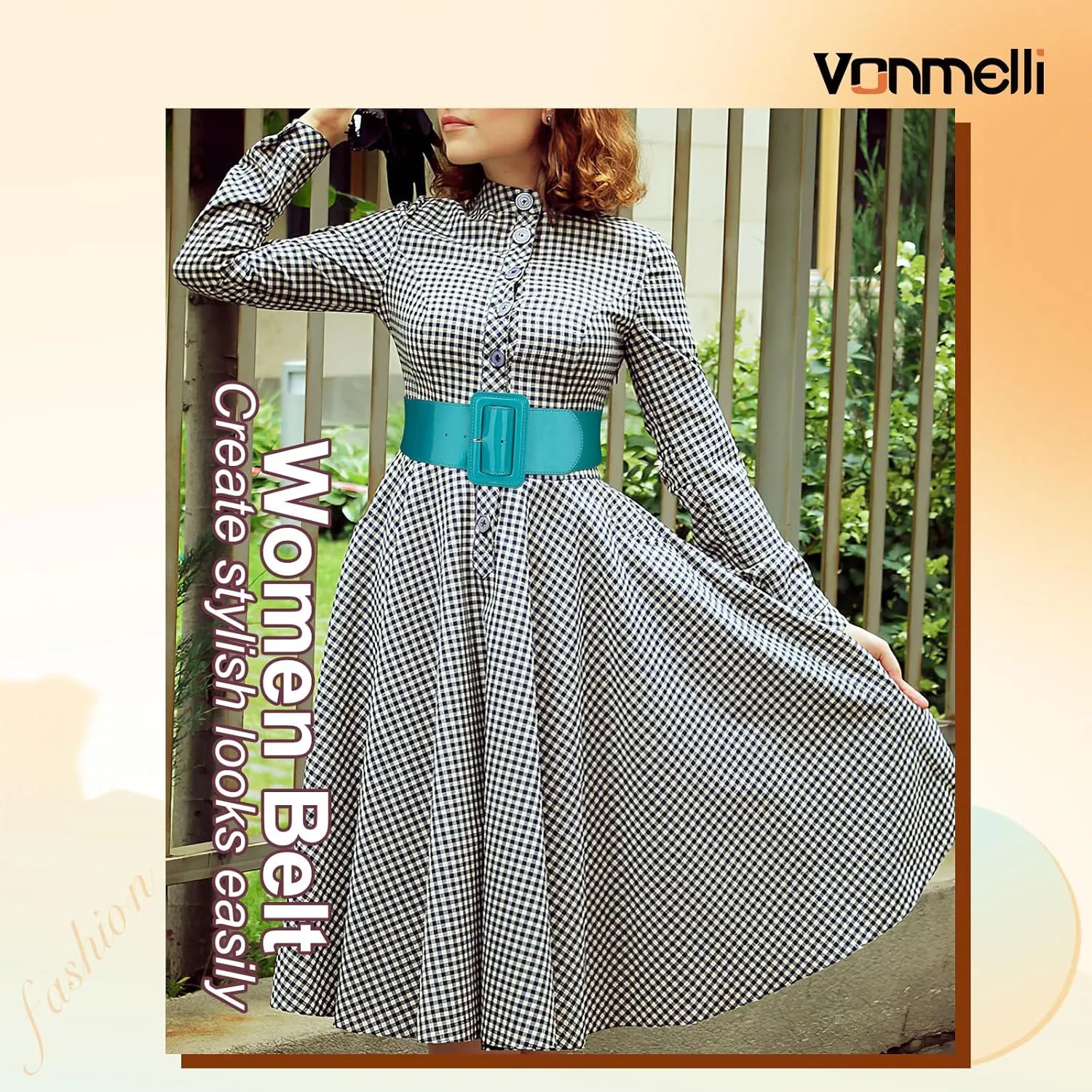 VONMELLI Stretchy Wide Women Belts Elastic Vintage Belts for Women Fashion Ladies Waist Belt for Dress