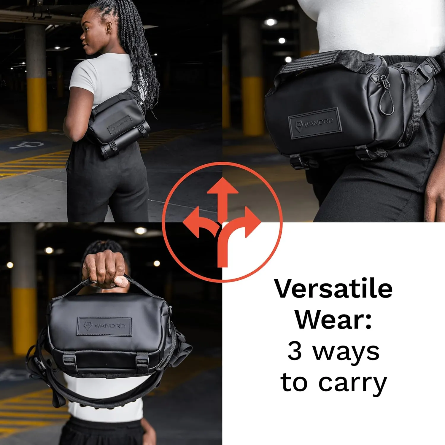 WANDRD ROGUE Sling: Compact Camera Sling and Crossbody Bag with Fast Access, 3-Way Carry Lightweight Everyday Bag Great for Travel, Photography, and Daily Use (Black)