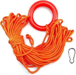 Water Floating Lifesaving Rope, 98.4FT Outdoor Professional Throwing Rescue Rope,Water Life Rope with Safety Snap Hoop and Floating Ring, Orange Water Floating Rope