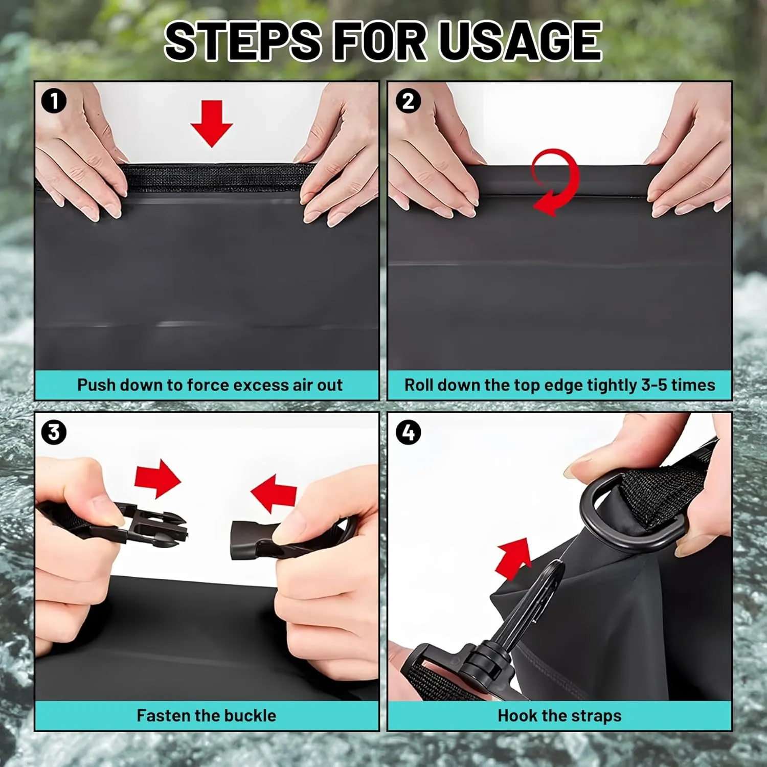 Waterproof Dry Bag,Roll Top Red Eucalyptus Small Waterproof Backpack 5L/10L/20L Floating and Lightweight Bags for Kayaking, Boating, Fishing, Swimming and Camping