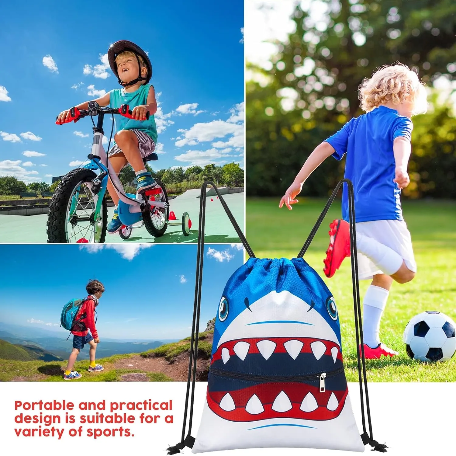 WAWSAM Drawstring Backpack - Drawstring Bags for Kids Swim Bag for Beach