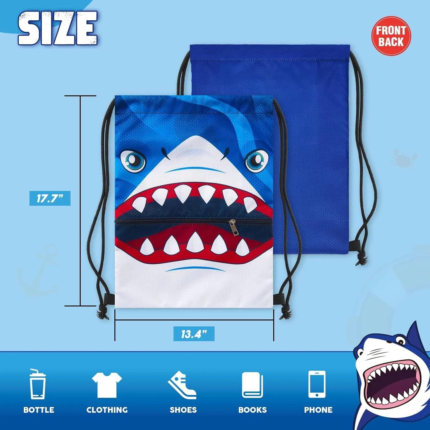 WAWSAM Drawstring Backpack - Drawstring Bags for Kids Swim Bag for Beach