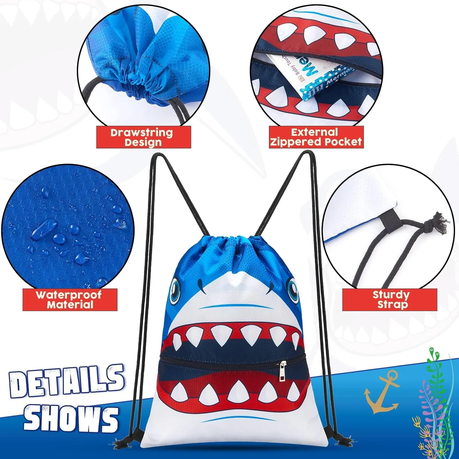 WAWSAM Drawstring Backpack - Drawstring Bags for Kids Swim Bag for Beach