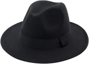 Wide Brim Panama Fedora Hat Flat Top Pork Pie Cap Classic Jazz Hat for Women Men Vintage Fedora Hat