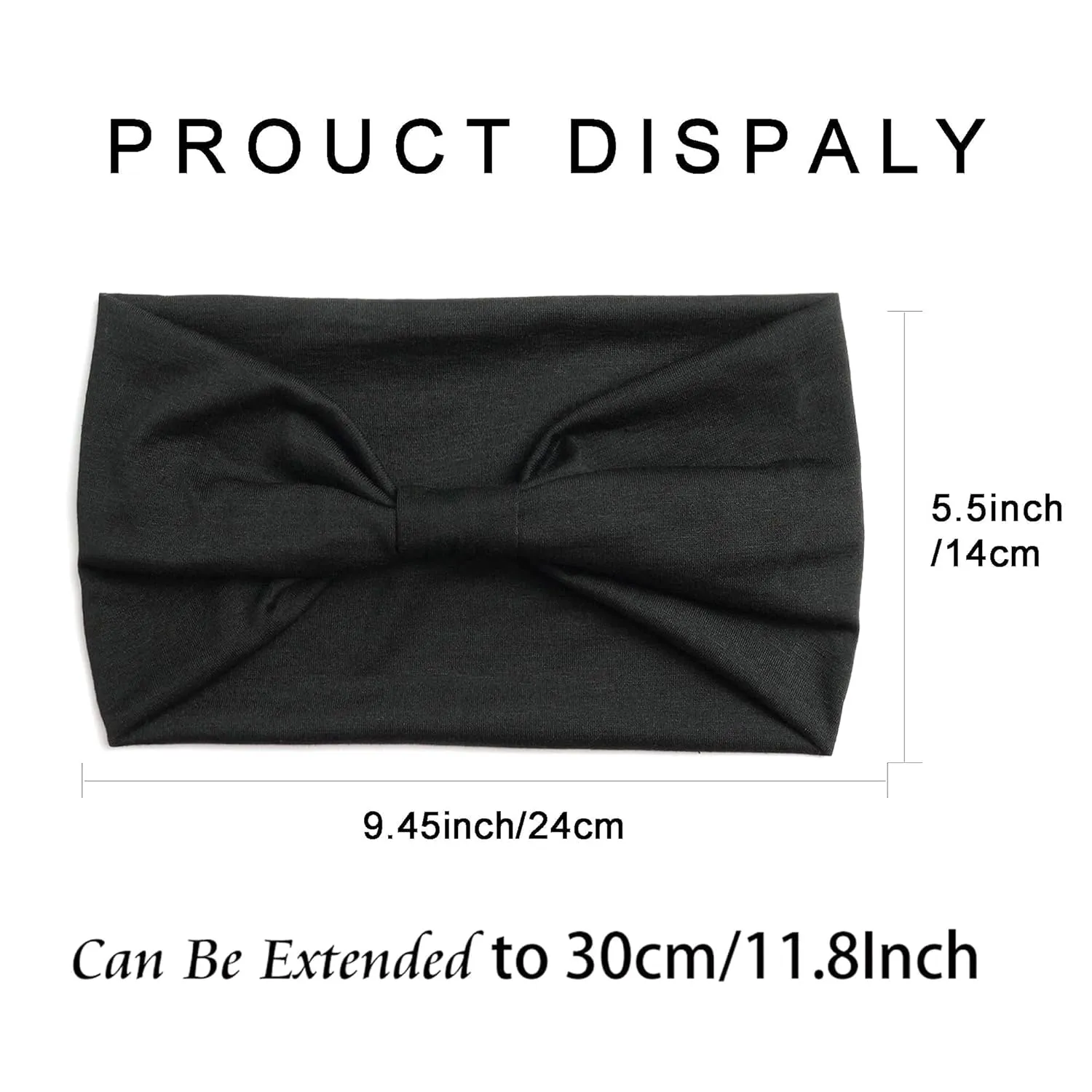 Wide Headbands for Women Black Head Wraps Knotted Headband Stretchy Hairband Non Slip Knotted Turban Headbands Soft Bandana Hairband Workout Yoga Head Bands for Women's Hair 6 Pcs