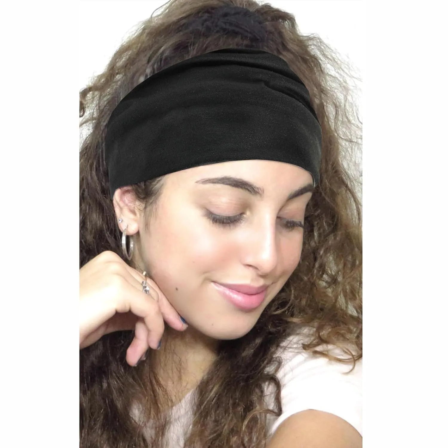 Wide Headbands for Women Black Head Wraps Knotted Headband Stretchy Hairband Non Slip Knotted Turban Headbands Soft Bandana Hairband Workout Yoga Head Bands for Women's Hair 6 Pcs