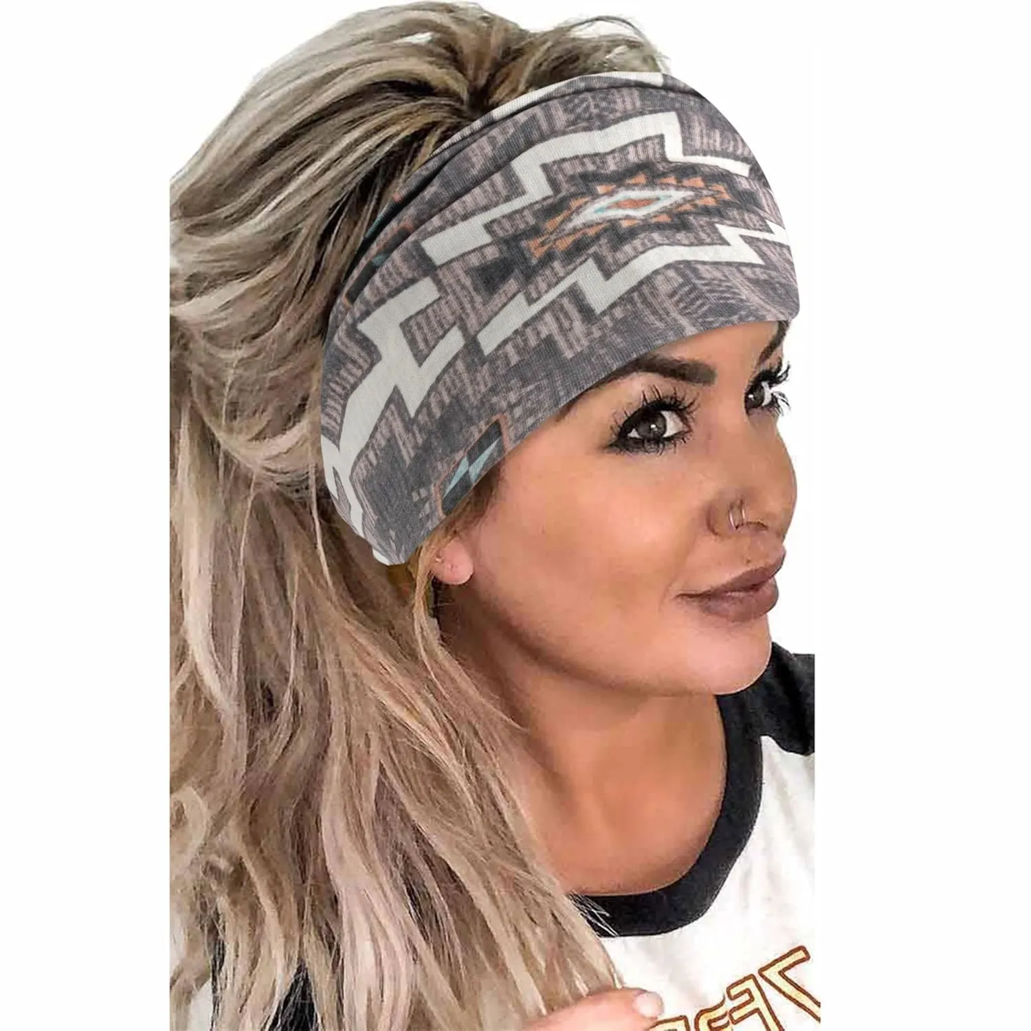 Wide Headbands for Women Boho Head Bands Knotted Head Wraps Elastic Turban Non Slip Hair Scarfs Fashion Hairbands Workout Bandana Headband for Women's Hair African Sweatband Bohemian Turban