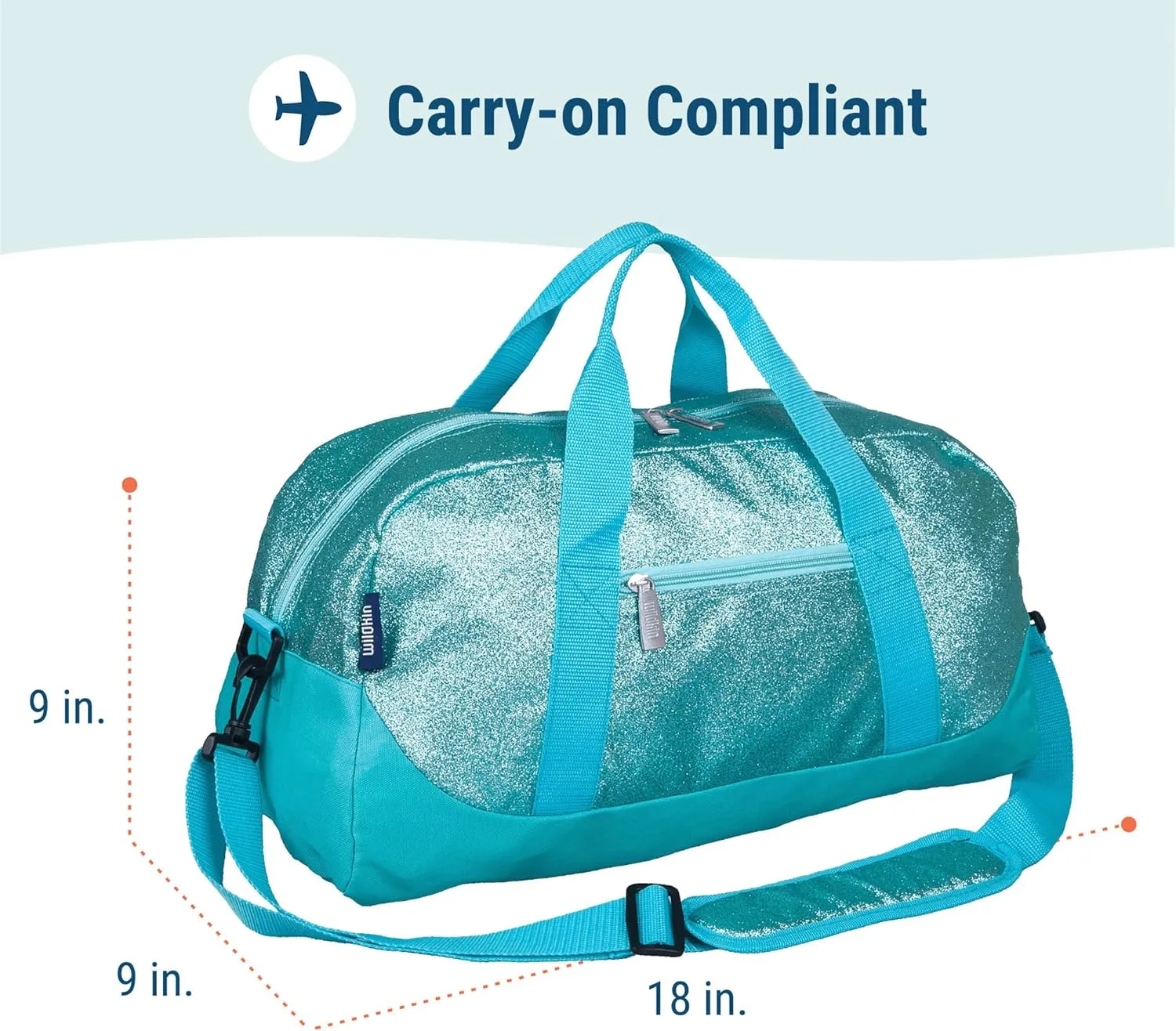 Wildkin Kids Overnighter Duffel Bag  Carry-On Size, Ideal for School & Sleepovers  Blue Glitter