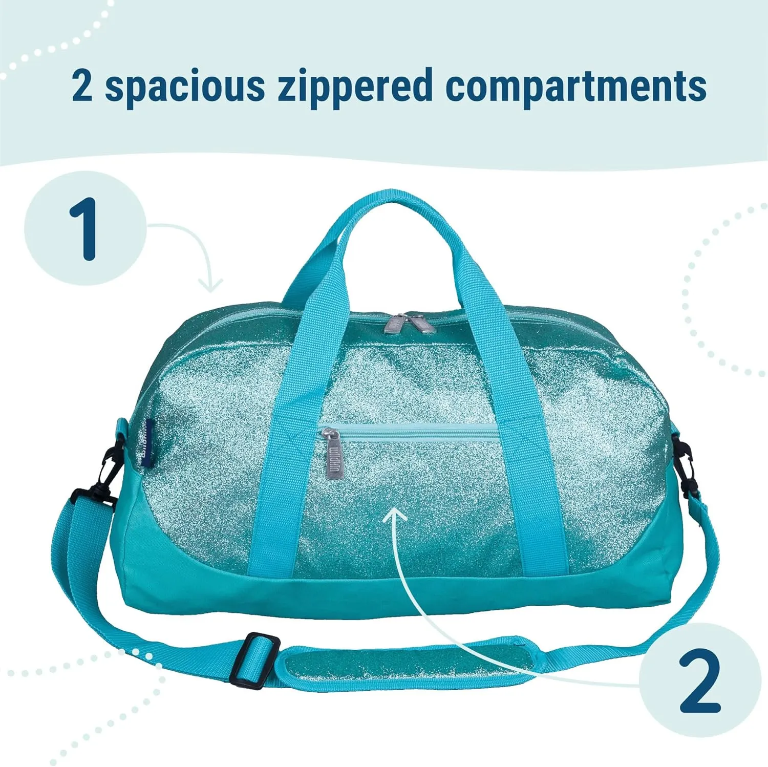 Wildkin Kids Overnighter Duffel Bag  Carry-On Size, Ideal for School & Sleepovers  Blue Glitter