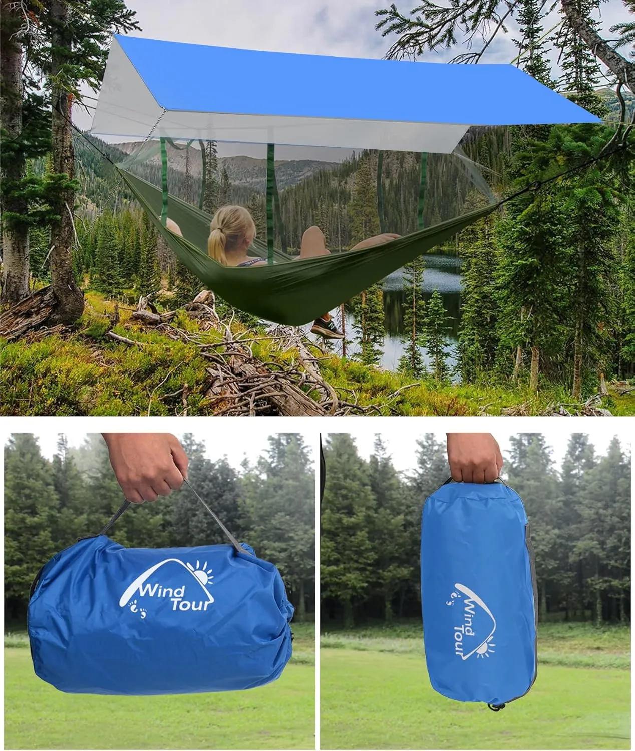 Wind Tour Portable Multifunctional Tent Footprint Traveling Awning Backpacking Rain Fly Tarp Waterproof Shelter Outdoor Camping Sun Shelter for Hiking, Beach (177177 in)