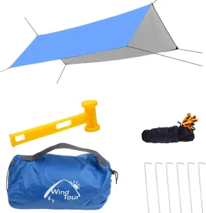 Wind Tour Portable Multifunctional Tent Footprint Traveling Awning Backpacking Rain Fly Tarp Waterproof Shelter Outdoor Camping Sun Shelter for Hiking, Beach (177177 in)