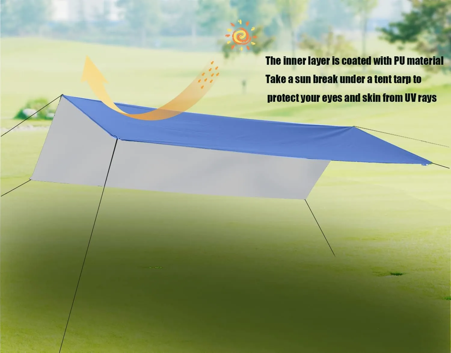 Wind Tour Portable Multifunctional Tent Footprint Traveling Awning Backpacking Rain Fly Tarp Waterproof Shelter Outdoor Camping Sun Shelter for Hiking, Beach (177177 in)