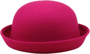 Winter Bowler Hat Classic Pork-Pie Church Hats Elegant Rolled Brim Fedora Hat for Men Women