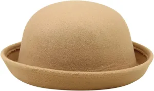 Winter Bowler Hat Classic Pork-Pie Church Hats Elegant Rolled Brim Fedora Hat for Men Women