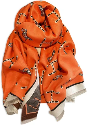 Winter Scarf Cashmere Shawl Women Retro Horse Letter Pattern Warm Pashmina Scarves With Tassel Soft Long Wrap Stole