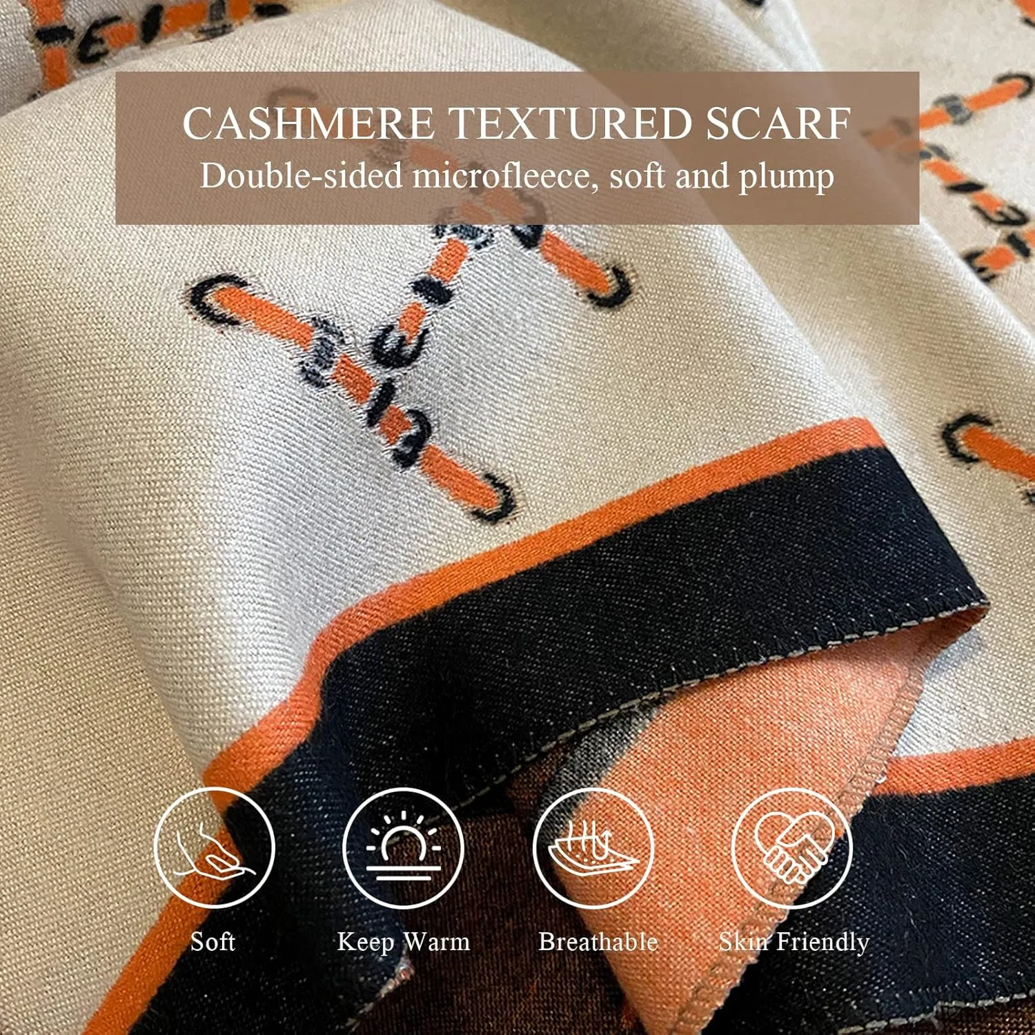 Winter Scarf Cashmere Shawl Women Retro Horse Letter Pattern Warm Pashmina Scarves With Tassel Soft Long Wrap Stole