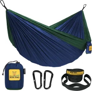 Wise Owl Outfitters Camping Hammock  500lbs Portable Hammock with Tree Straps - Travel, Backpacking, Hiking, Outdoors Camping Gear - Single or Double