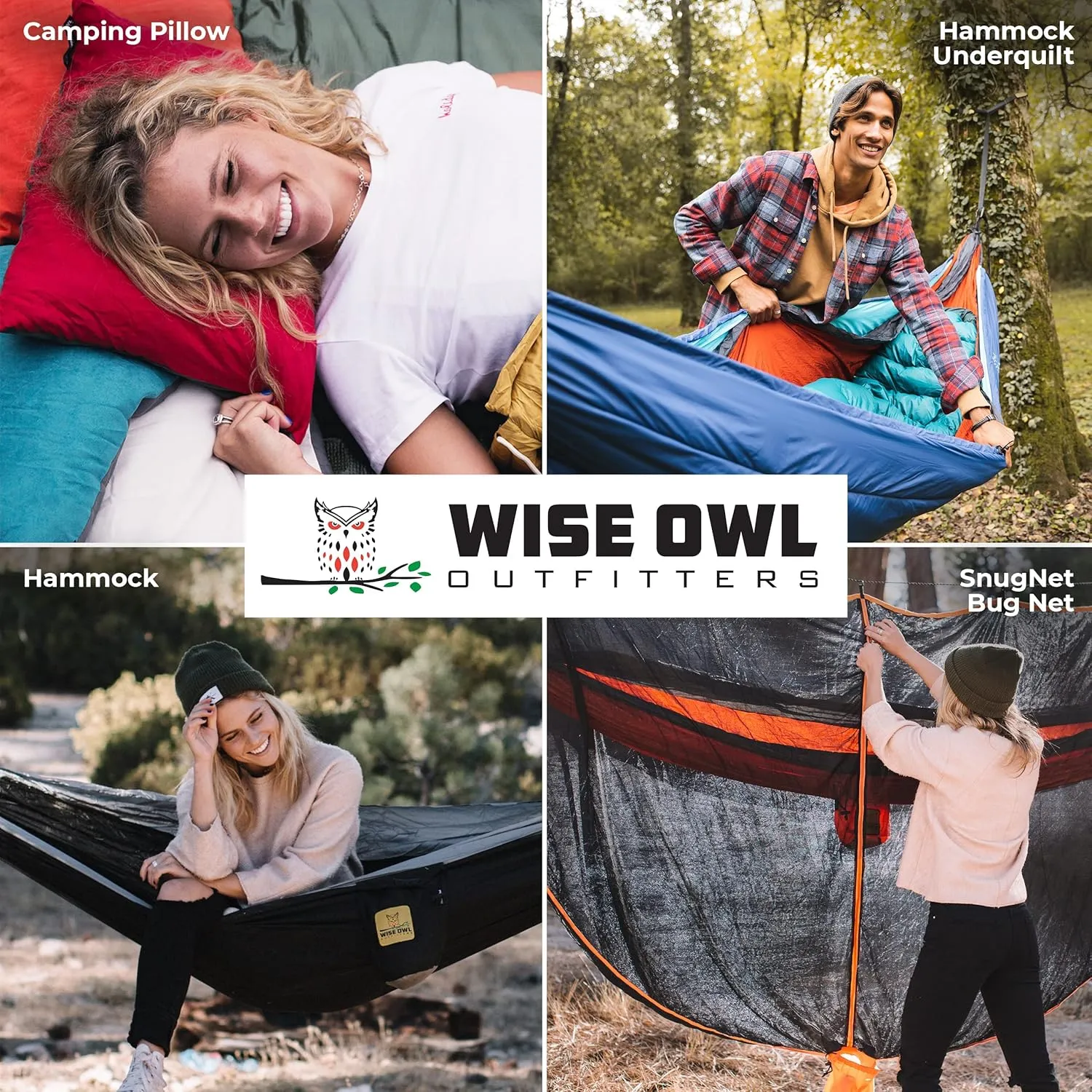 Wise Owl Outfitters Camping Hammock  500lbs Portable Hammock with Tree Straps - Travel, Backpacking, Hiking, Outdoors Camping Gear - Single or Double