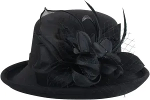 Women Cloche Bucket Bowler Hat 1920s Vintage Church Dress Party Hat Fall Winter Bell Round Cap Cloche Hat