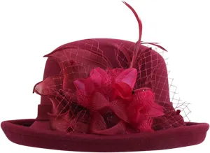 Women Cloche Bucket Bowler Hat 1920s Vintage Church Dress Party Hat Fall Winter Bell Round Cap Cloche Hat
