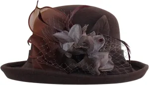 Women Fall Summer Winter Wool Vintage Felt Bucket Elegant Hat Church Dress Cloche Hats Wedding Fashionable Hat with Bow