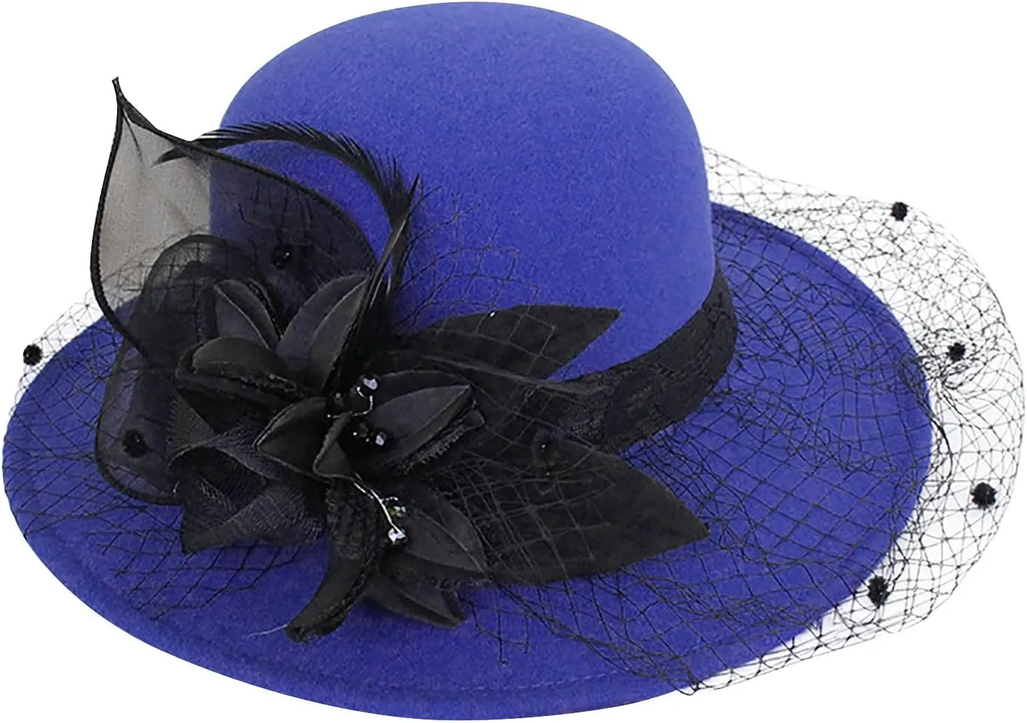 Women Fall Winter Wool Vintage Felt Bucket Elegant Hat Church Dress Cloche Hats Formal Wedding Hat with Bow