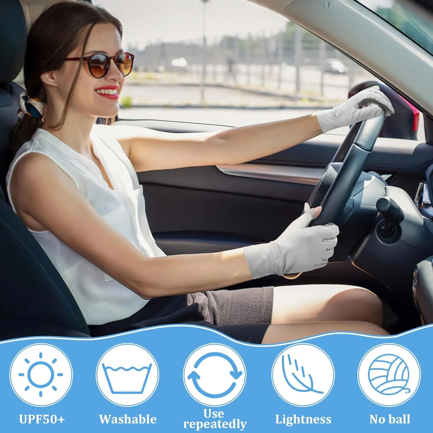 Women UV Sun Protection Gloves Driving Gloves Full Finger Breathable for Summer Outdoor Cycling
