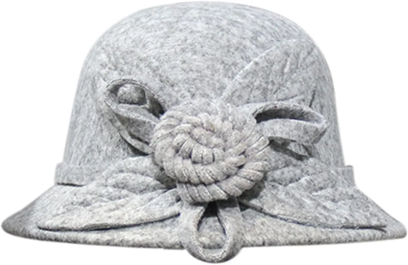 Womens Lady Felt Bucket Cloche Hat Summer Winter Bowler Church Derby Elegant Vintage Cap Dressy Formal Wedding Hats