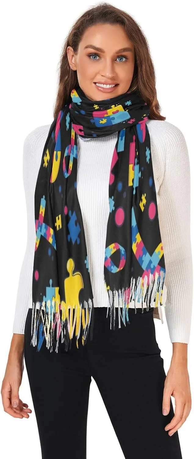 Women's Scarf Shawl Cashmere Feel Scarves Fashion Soft Winter Warm Large Scarf with Tassel