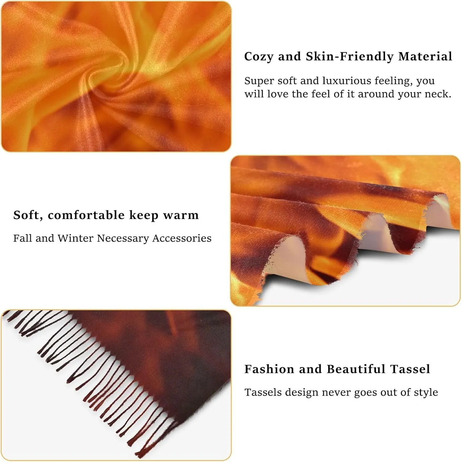 Women's Scarf Shawl Cashmere Feel Scarves Fashion Soft Winter Warm Large Scarf with Tassel