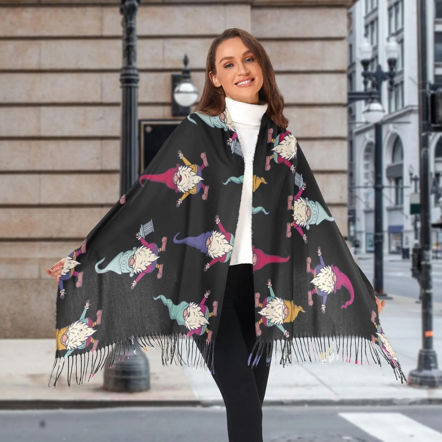 Women's Scarf Shawl Cashmere Feel Scarves Fashion Soft Winter Warm Large Scarf with Tassel